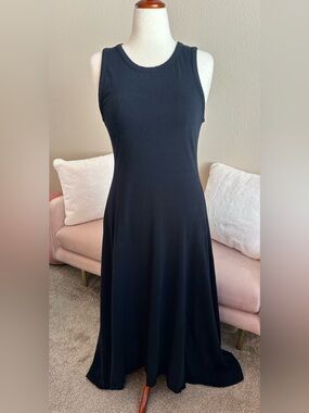 J.Crew Maxi Tank Dress Black Cotton Asymmetric Hem Women’s MT Resort Minimalist
